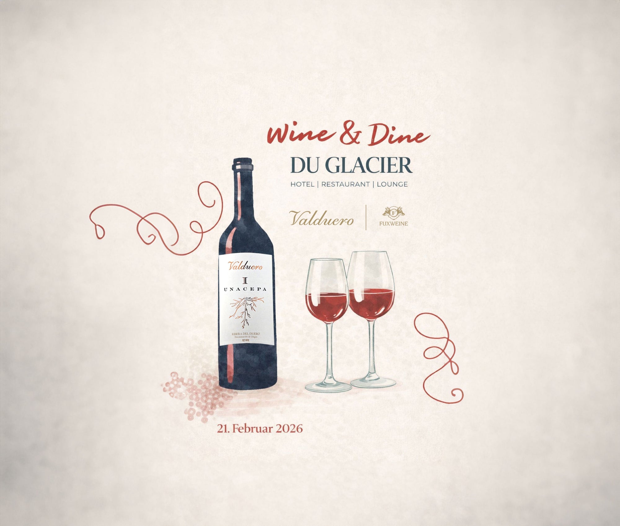 Samstag, 21. Februar – Wine and Dine mit Valduero im Restaurant du Glacier / Fiesch